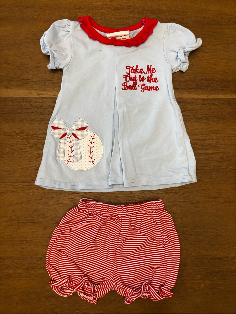Light Blue & Red Baseball-Themed Baby Matching Set
